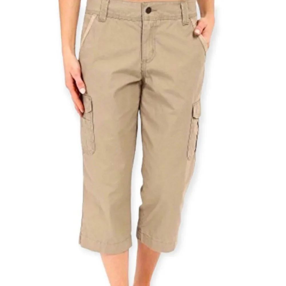Tan Cotton Mid-Rise Utility Cargo Cropped Pants Carhartt NEW